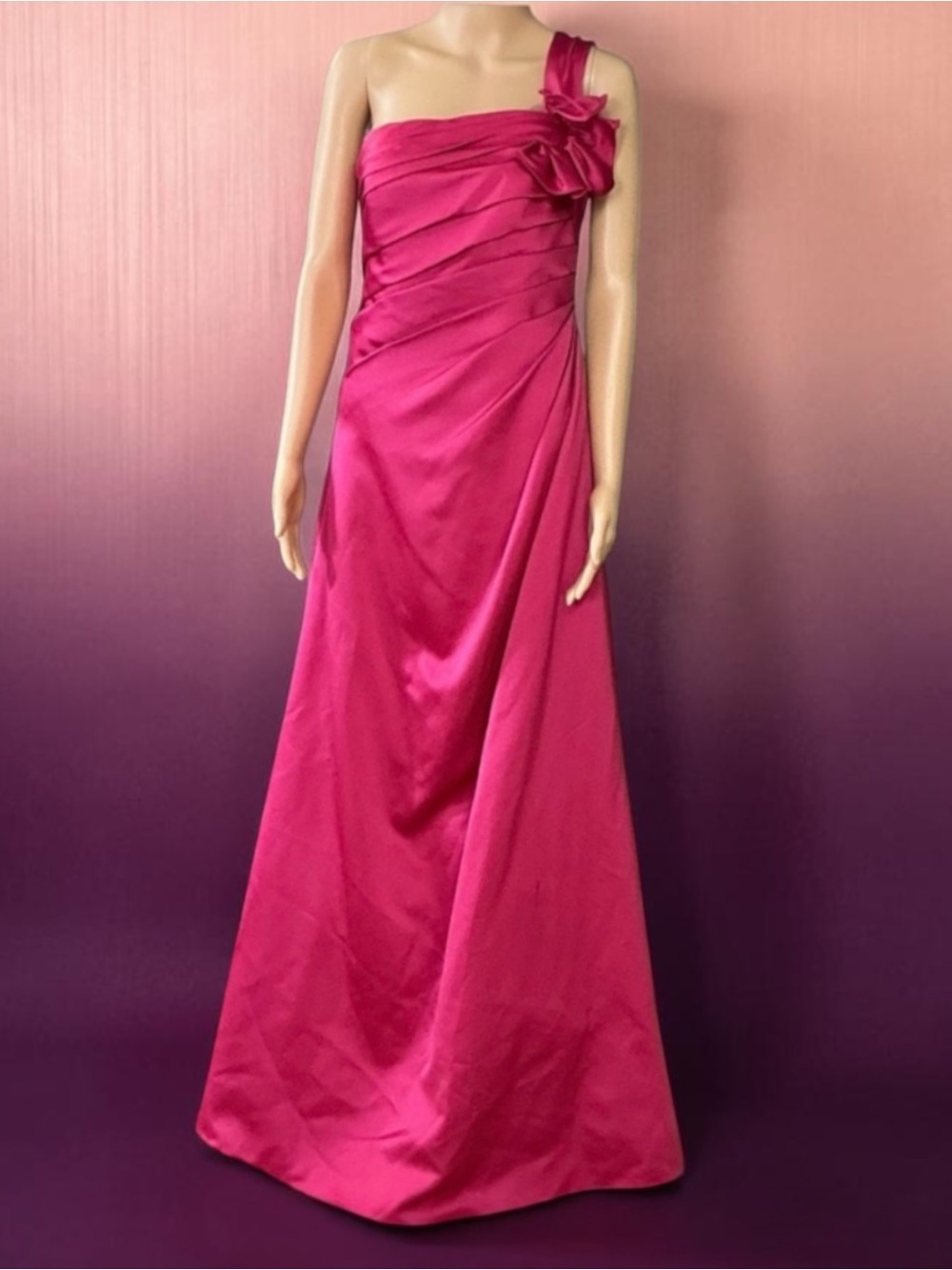 David’s Bridal Pink Asymmetrical Strapless Bridesmaid Dress Prom Dress
